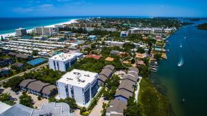 an aerial view of a city next to the water at Siesta Key Bay View in Siesta Key