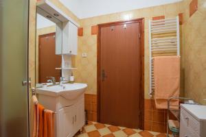 un baño con lavabo y espejo en Apartments Terranova, en Rovinj 43 fotos más