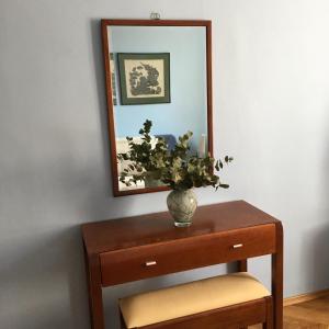 ワルシャワにあるCentral, cozy & peaceful flatの鏡付きテーブルの花瓶