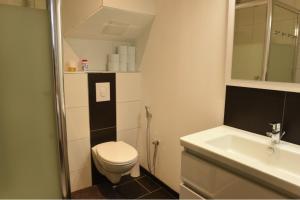 a small bathroom with a toilet and a sink at Le Sémaphore in Saint Malo +14 photos