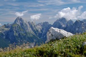 a view of the mountains from the top of a mountain at Apartments Wojcicky in Bovec