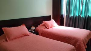 Postel nebo postele na pokoji v ubytování Hostal Los Lirios