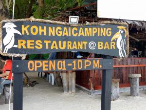 a sign for a restaurant and a bar at Koh Ngai Camping Restaurant @ Bar in Ko Ngai