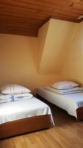 two beds sitting next to each other in a room at Janosik in Bustryk
