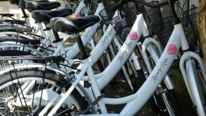 rząd białych rowerów zaparkowanych obok siebie w obiekcie Hotel Rosa Caorle w Caorle