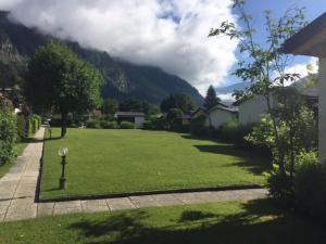a green yard with a parking meter in the grass at Ferienbungalow in Döbriach Top 8 in Döbriach