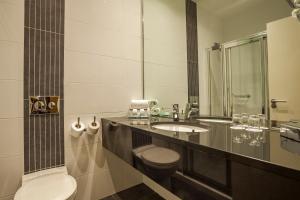 a bathroom with a toilet and a sink at Skeffington Arms Hotel in Galway
