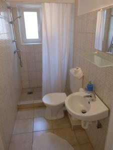 a bathroom with a toilet and a sink and a shower at House Italy in Siófok