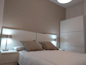 バレンシアにあるPiso céntrico Plaza Torosのベッドルーム1室(大きな白いベッド1台、枕2つ付)