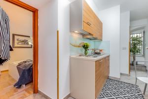 a kitchen with a sink and a counter top at Main Street apartments in Rijeka