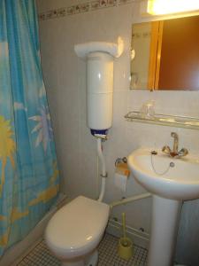 een badkamer met een toilet en een wastafel bij Hotel des Belges in Parijs