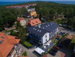 an overhead view of a building in a city at la perla in Krynica Morska