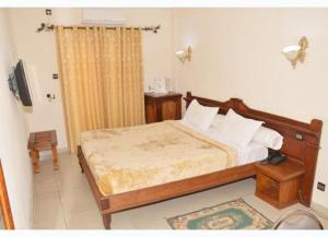a bedroom with a bed and a television in it at Hotel Vallée Des Princes in Douala