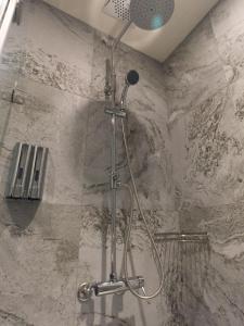 a shower with a shower head in a bathroom at 耘荷居 Yún Inn in Taipei
