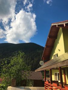 a building with a view of a mountain at Green House in Gura Râului