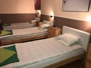 pokój z 3 łóżkami w pokoju w obiekcie Lama Rooms w Warszawie