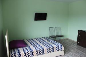 ベロクリハにあるКвартира 3-х комнатнаяのベッドルーム1室(ベッド1台、壁掛けテレビ付)