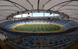 an empty stadium with a soccer field in it at Hotel Americano in Rio de Janeiro