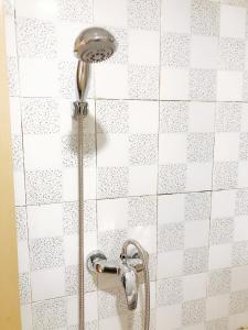 a shower with a shower head in a bathroom at Lakeside Inn in Guilin