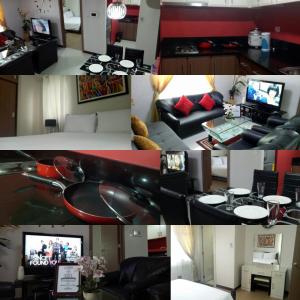 a collage of photos of a living room at 1BR and Studio Condo Unit @ 150 Newport near NAIA 3 in Manila