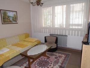 ein Wohnzimmer mit einem Sofa und einem Stuhl in der Unterkunft Apartment Goran in Ohrid