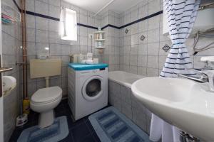 un bagno con lavatrice e lavandino di Apartman Antea a Otočac Altre 39 foto