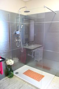 a bathroom with a shower and a sink at Casa Da Fonte Da Torre in Peso da Régua +35 photos