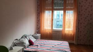 ブダペストにあるBelle apartmentのベッドルーム(ベッド1台、窓付)