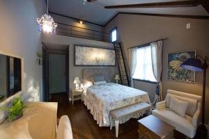 מיטה או מיטות בחדר ב-Seseraginomori Chambre d'hote Etoile et fees