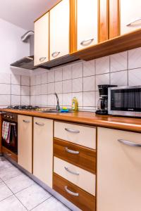La cuisine est équipée d'un évier et d'un four micro-ondes. dans l'établissement D&O Boemia, à Timişoara