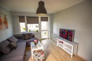 Televízia a/alebo spoločenská miestnosť v ubytovaní JDK Apartamenty Podmiejska 38m2 5-osobowy