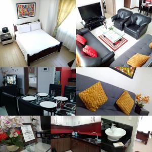 un collage di foto di una camera d'albergo di 1BR and Studio Condo Unit @ 150 Newport near NAIA 3 a Manila