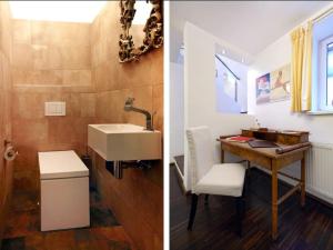 Łazienka z umywalką i biurkiem obok pokoju w obiekcie Vienna Penthouse 1 w Wiedniu +22 zdjęcia