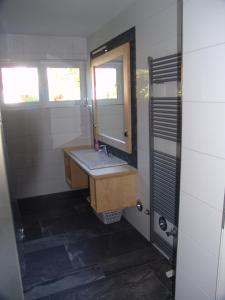 a bathroom with a sink and a mirror at Gästehaus Elisabeth in Bad Staffelstein