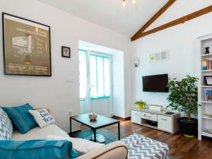 a living room with a couch and a tv at Apartment Gaia in Funtana