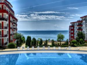 a swimming pool with a view of the ocean at Sea View apartment, Panorama, Pools and beach, Sveti Vlas in Sveti Vlas