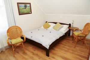 Postel nebo postele na pokoji v ubytování 4 STRONY ŚWIATA Pokoje i Apartamenty
