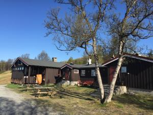 霍夫灵恩普顿塞特酒店的谷仓,设有野餐桌和树