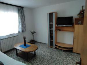 a living room with a tv and a table at Guesthouse Blazenka Hodak in Seliste Dreznicko