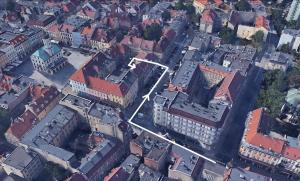 an aerial view of a city with buildings at Przy Rynku in Gliwice