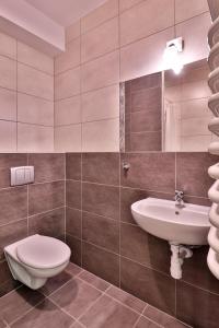 a bathroom with a toilet and a sink at Apartamenty w Istebnej in Istebna