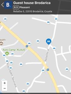 zrzut ekranu map Google w pensjonacie brookadia w obiekcie Guest house Brodarica w mieście Brodarica