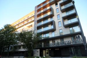 an apartment building with a fire ladder on it at ASKI New Powiśle Copernicus Apartment in Warsaw