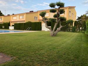a tree in a yard in front of a house at Casa Ocean by MarCalma in Montroig