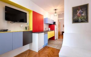 Kuchyň nebo kuchyňský kout v ubytování Apartmani Nivia