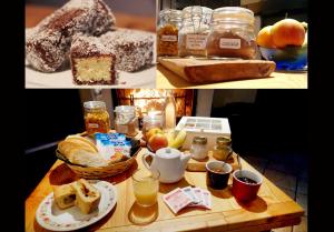 a collage of pictures of a table with food and drinks at Lu Garun Rus in Valdieri