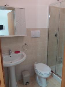 a bathroom with a toilet and a sink and a shower at Dolce dormire in Fulgatore
