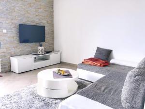 a living room with a couch and a tv at Apartments Roko Kolinda in Bibinje