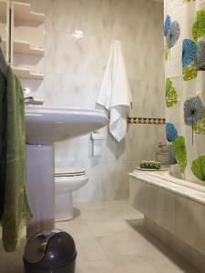 a bathroom with a white sink and a toilet at De Camino vivienda de uso turístico in Arzúa