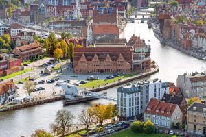 Výhľad na mesto Gdansk alebo výhľad na mesto priamo z apartmánového hotela